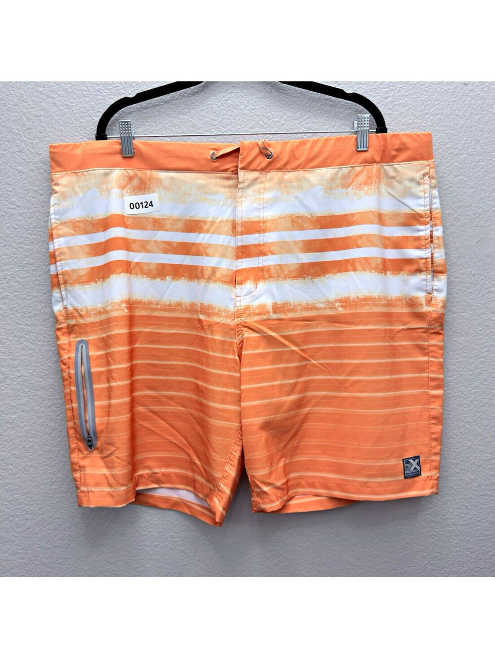 ZeroXposur Men's XXL Polyester Orange/White Striped Board Shorts Swimwear
